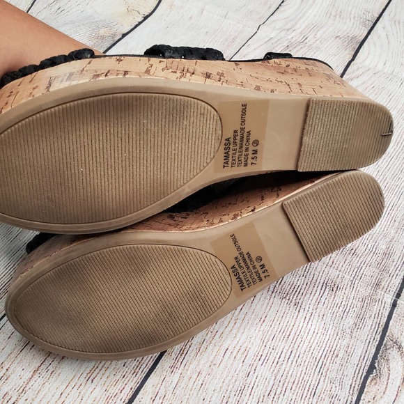 Edl Presents POP Tamassa Black Brown Wedge Sandals 7.5 - Picture 4 of 6